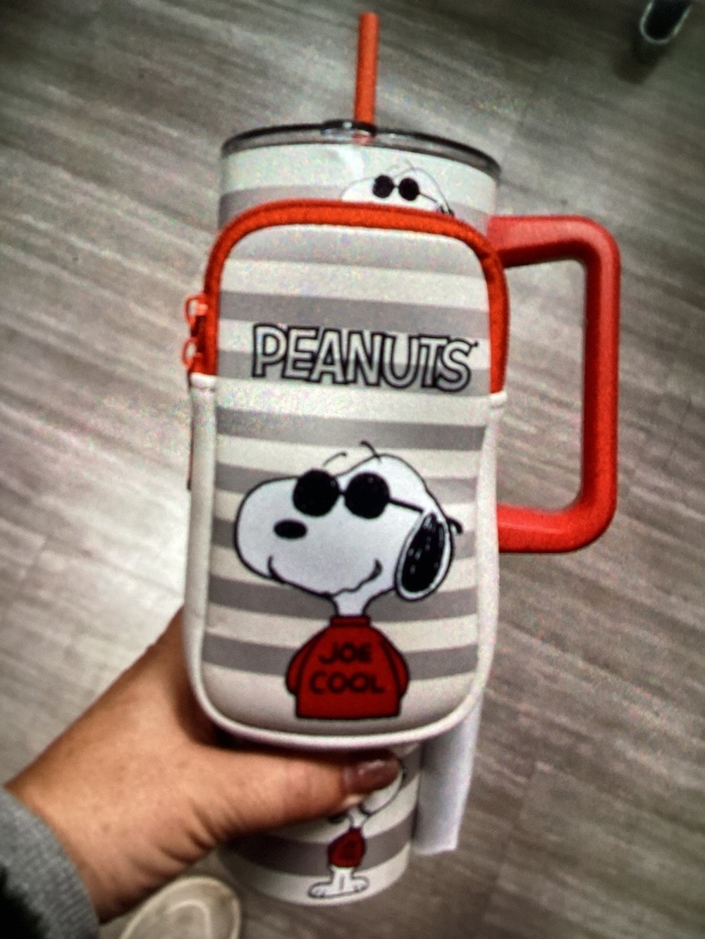 New Stainless Steel Tumbler and Pouch and Straw - PeanutsSnoopy